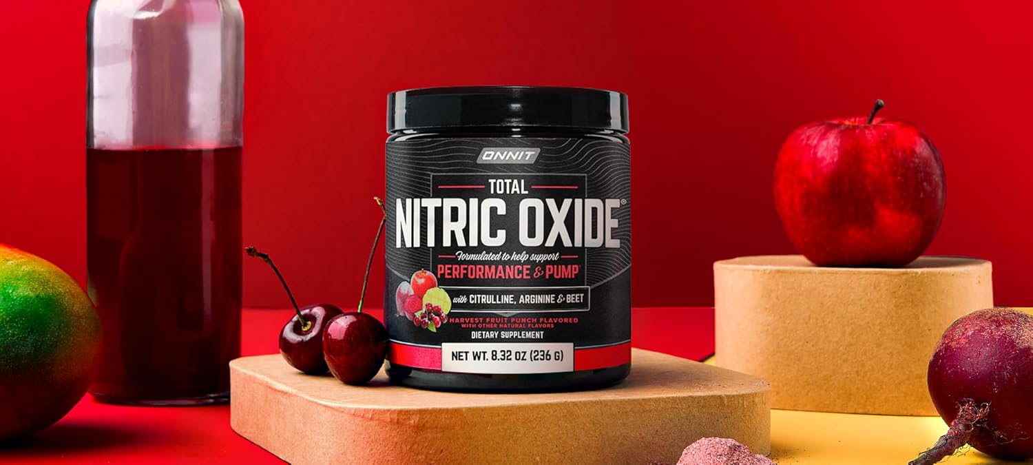 Caffeine-Free ONNIT Total Nitric Oxide Pre-Workout Powder with Beet Root, L Arginine, L Citrulline Malate for Energy and Recovery, Harvest Fruit Flavor