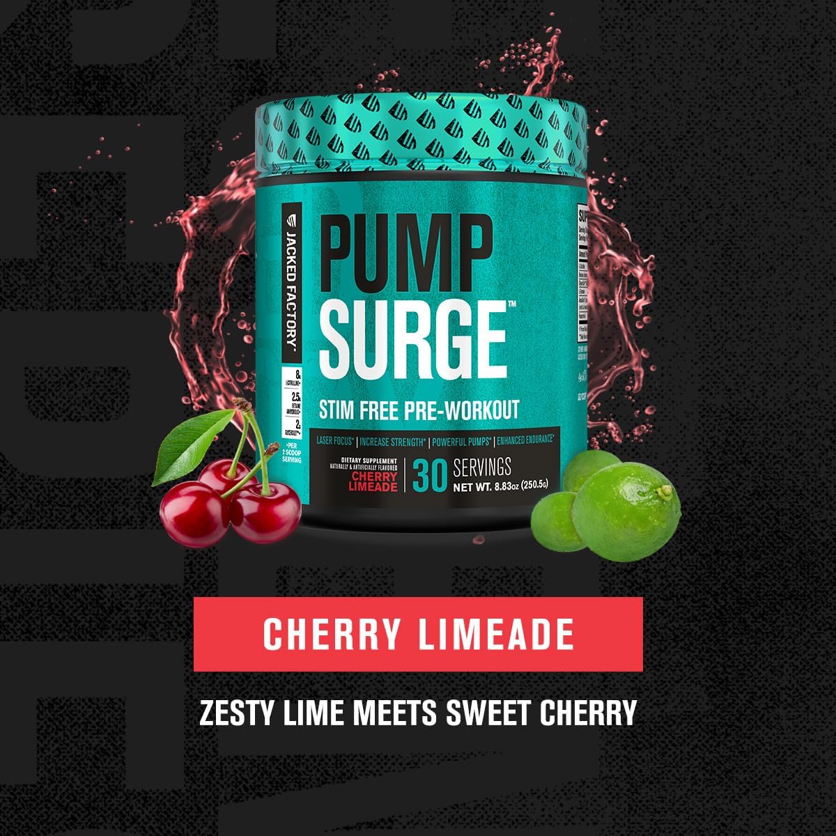 Caffeine-Free Pre Workout for Men & Women - Nootropic Booster & Stim-Free - Enhanced Focus - 30 Servings, Cherry Limeade