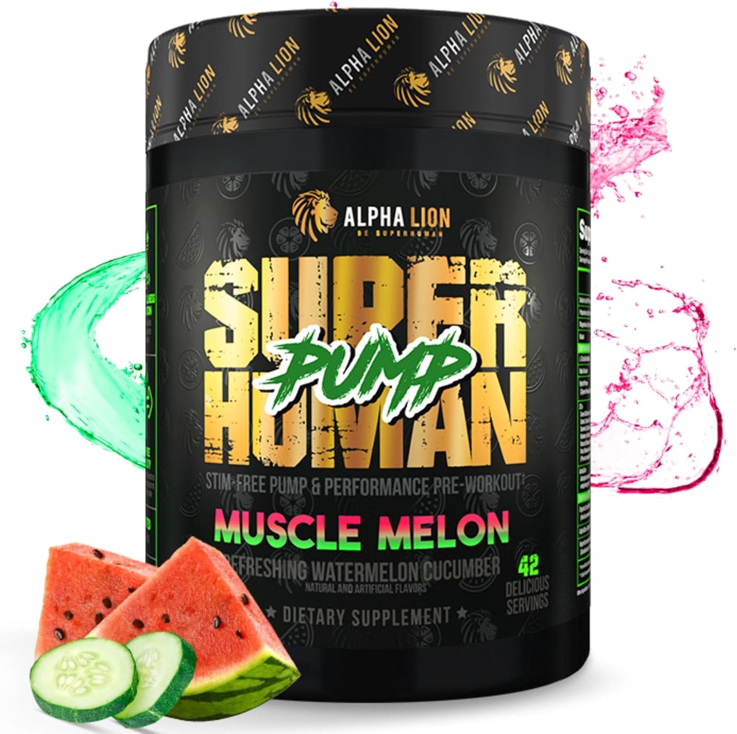 Caffeine-Free Pump Pre Workout Powder for Muscle Gain and Energy Boost - Nitric Oxide Booster with Muscle Melon Flavor (42 Servings)