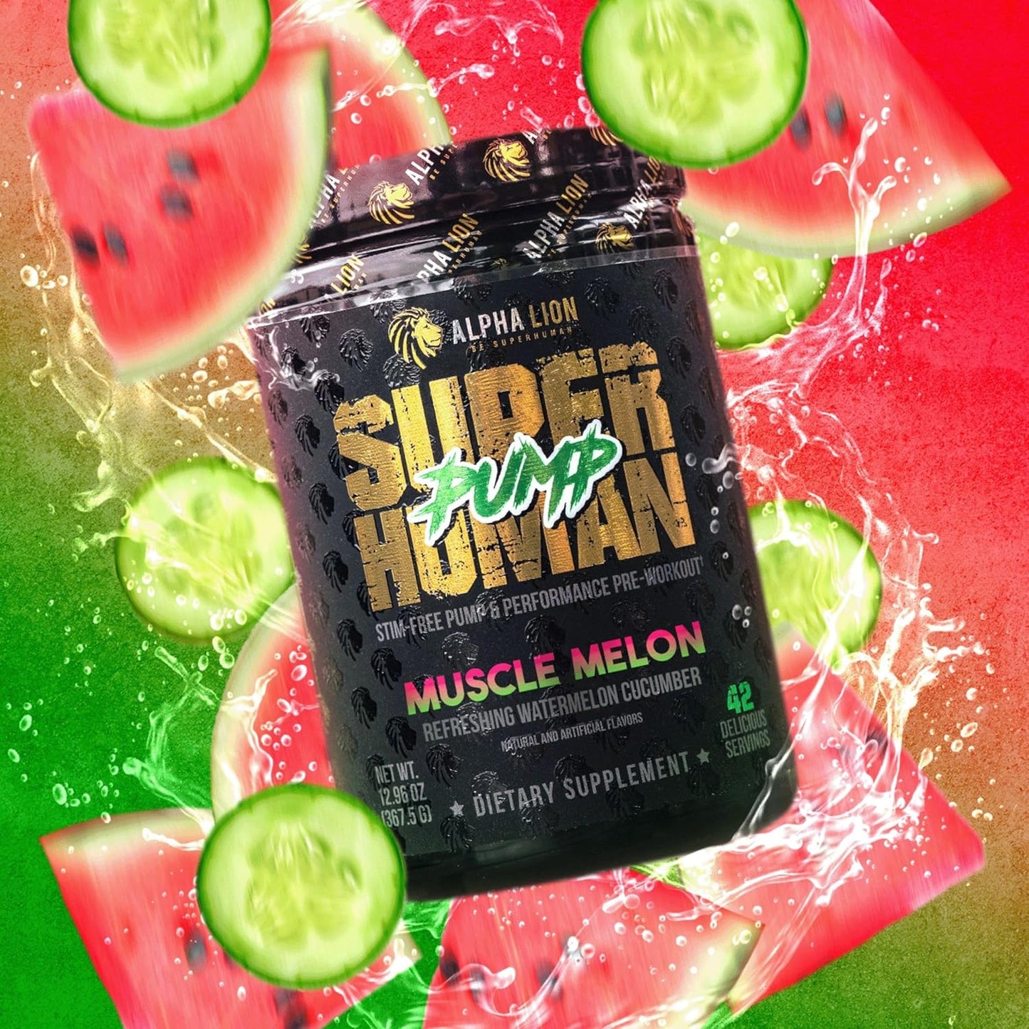 Caffeine-Free Pump Pre Workout Powder for Muscle Gain and Energy Boost - Nitric Oxide Booster with Muscle Melon Flavor (42 Servings)