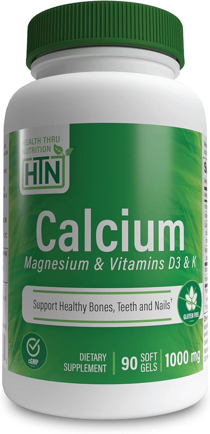 Calcium 1000mg, Magnesium 400mg, Vitamin D3 & K Softgels for Health and Nutrition (90 Count)