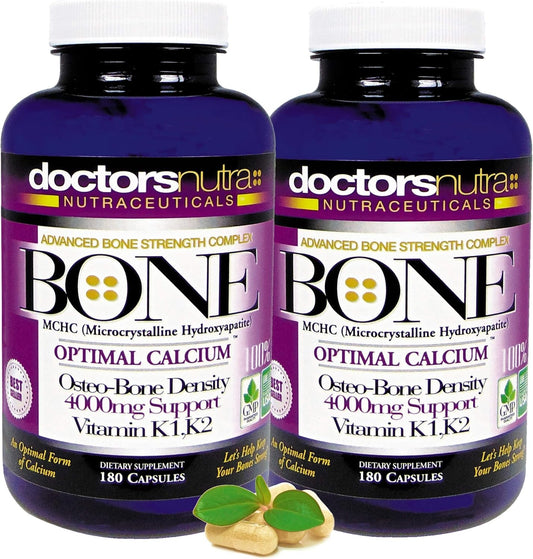 Calcium 1000mg with MCHC for Maximum Bone Strength Support - Pack of 2 with K1, K2, Magnesium, Vitamin D, Zinc