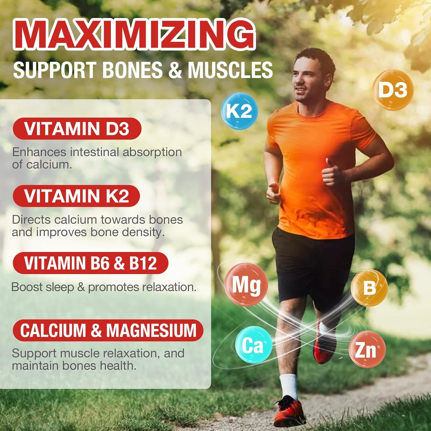 Calcium 1200mg Gummies with Vitamin D3, Magnesium, Zinc - Bone Strength & Immune Support for Women - 60 Chewable Supplements