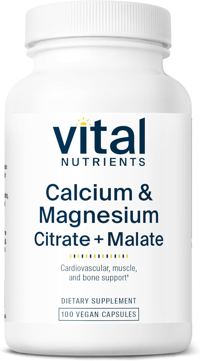 Calcium and Magnesium Citrate Malate Complex Vegan Supplement for Bone and Muscle Health - 100 Capsules