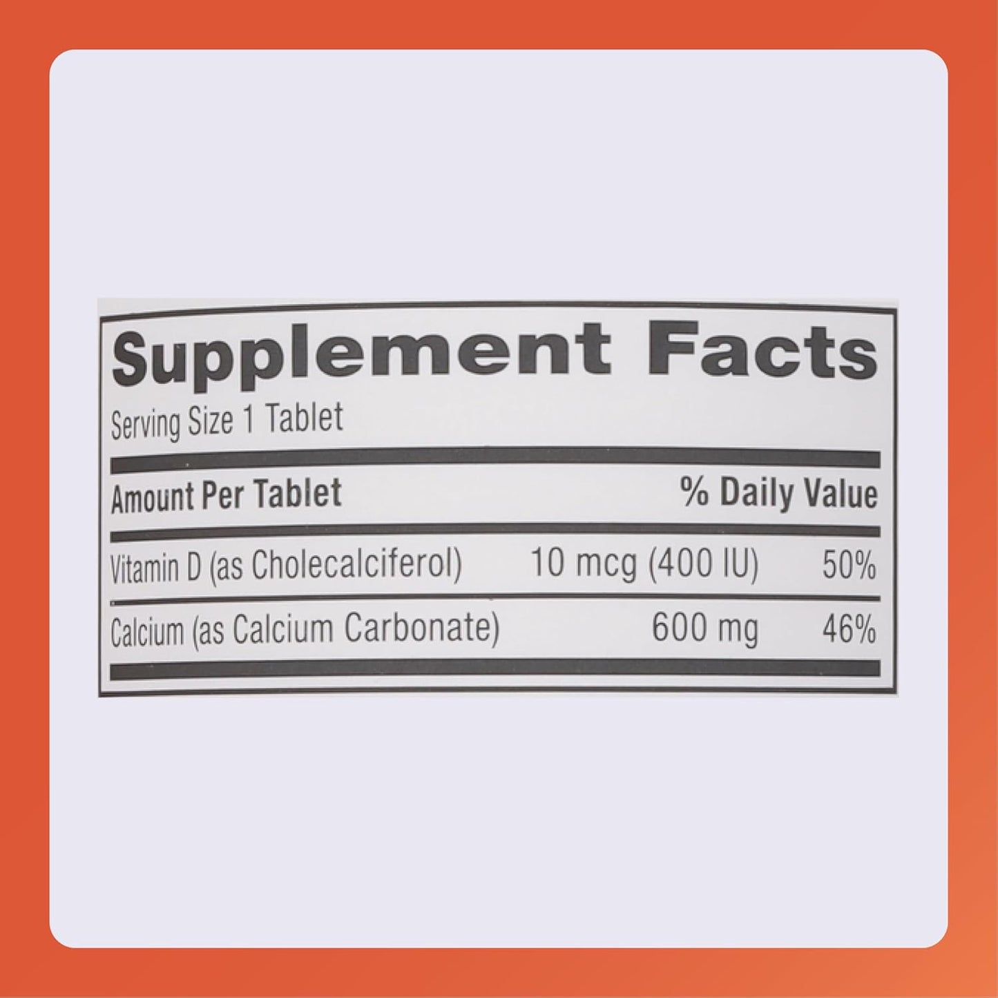 Calcium and Vitamin D3 Rugby Tablets - 600 mg - 150 Count - Dietary Supplement