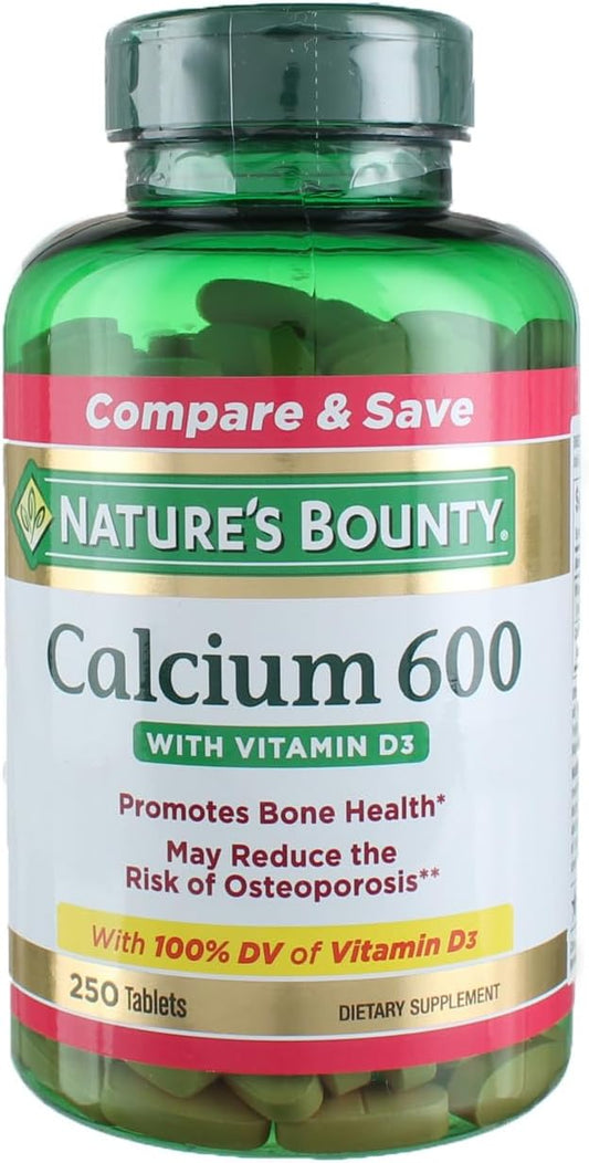 Calcium Carbonate & Vitamin D3 250ct for Immune & Bone Health - Nature's Bounty