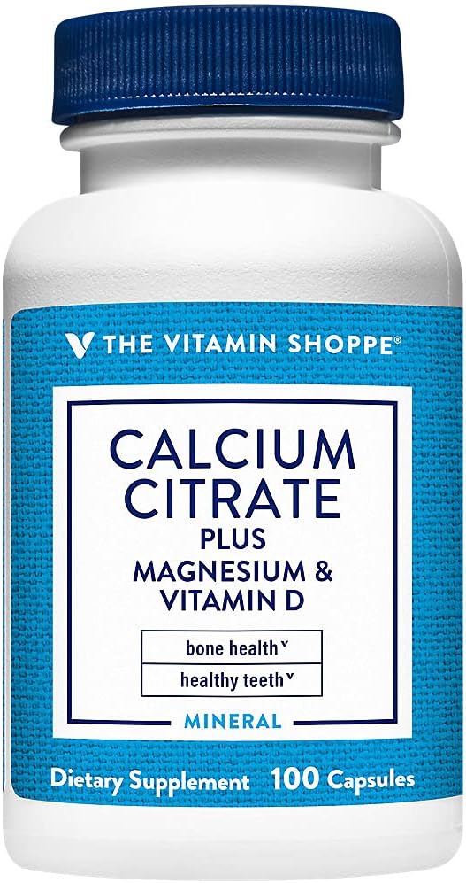 Calcium Citrate with Magnesium and Vitamin D Bone Health Supplement - 999mg Calcium, 567mg Magnesium, 612IU Vitamin D - 100 Capsules