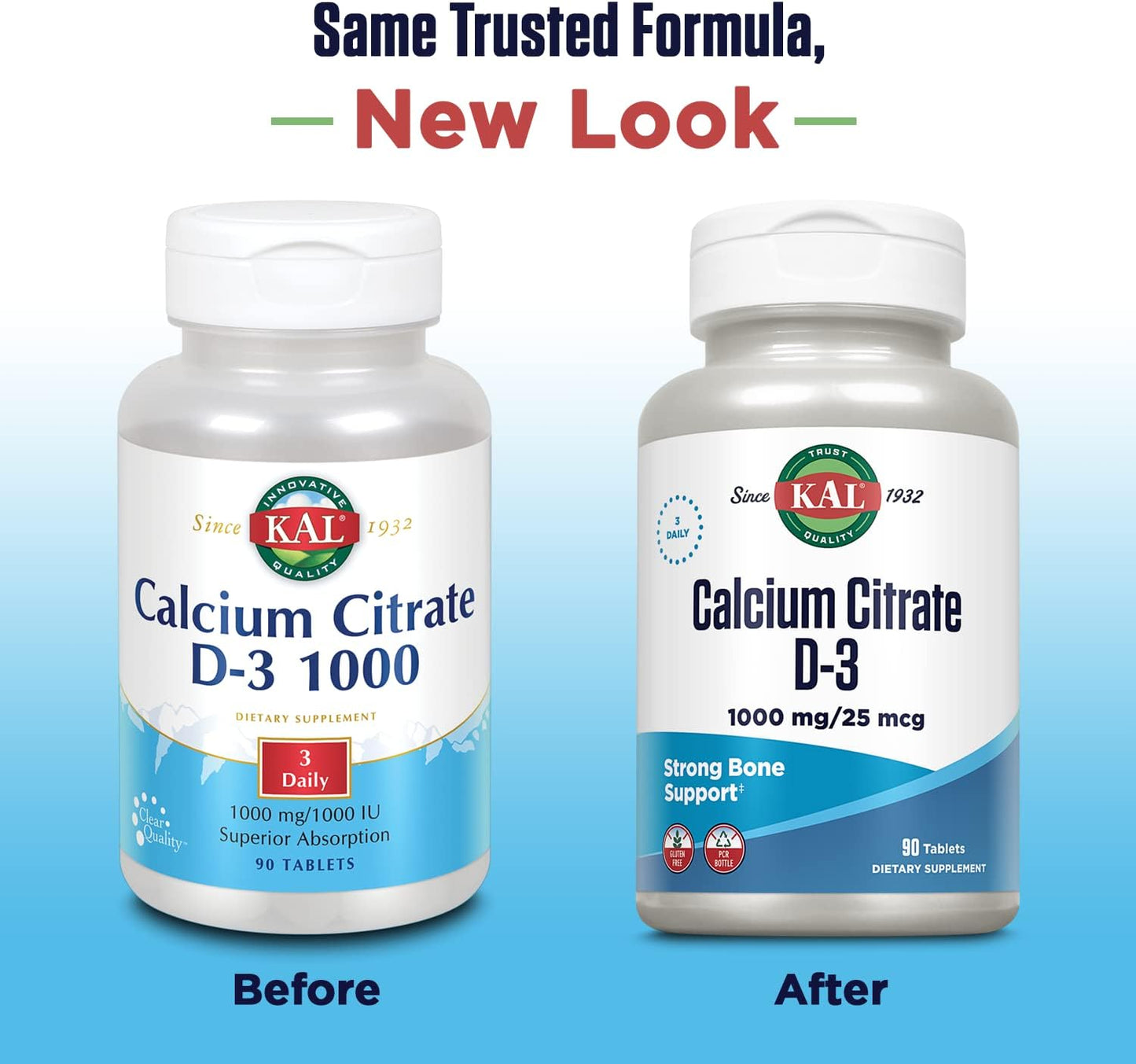 Calcium Citrate with Vitamin D Tablets, 1000 mg, 90 Count - High Potency Supplement