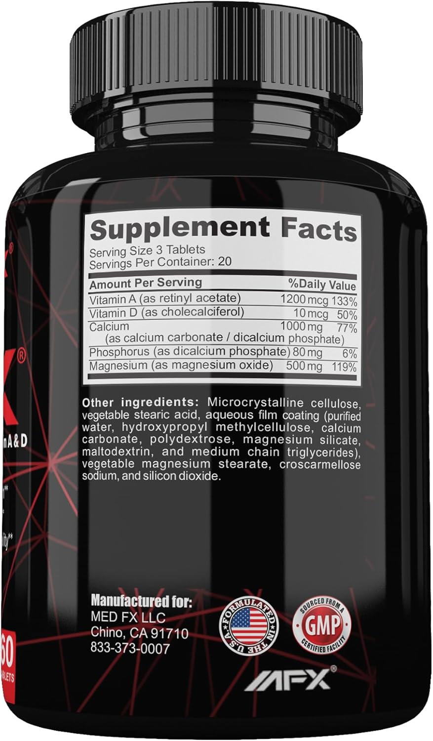 Calcium, Magnesium, Vitamin A&D Supplement for Bone, Immune, Eye Support - Non-GMO, Made in USA - Muscle FX Calcimag FX