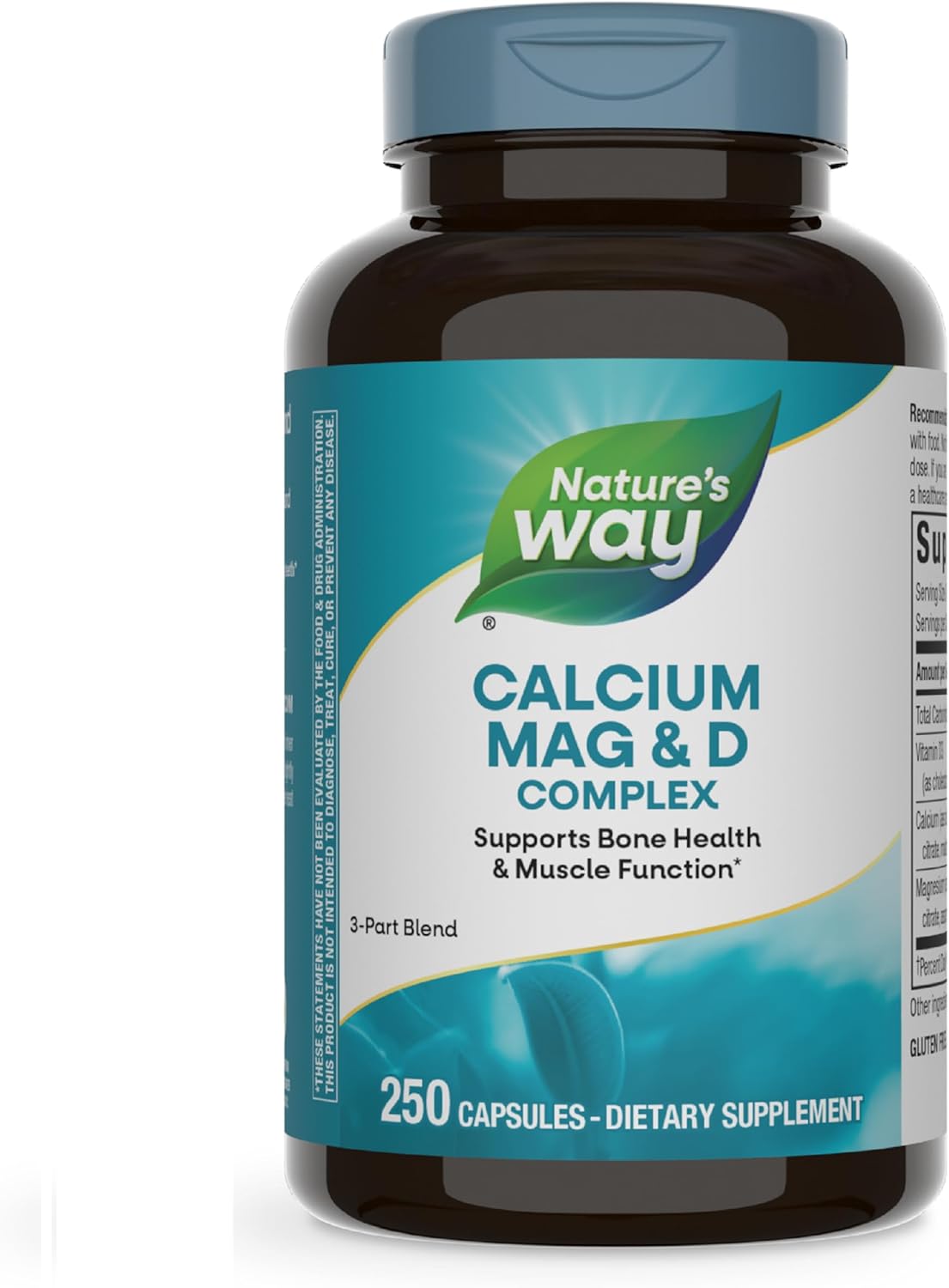 Calcium Magnesium & Vitamin D3 Complex for Healthy Bones, Teeth, and Muscles - 250 Capsules, Gluten Free
