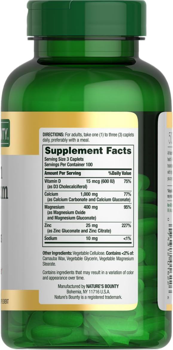 Calcium Magnesium Zinc Supplement for Bone Health and Immune Support