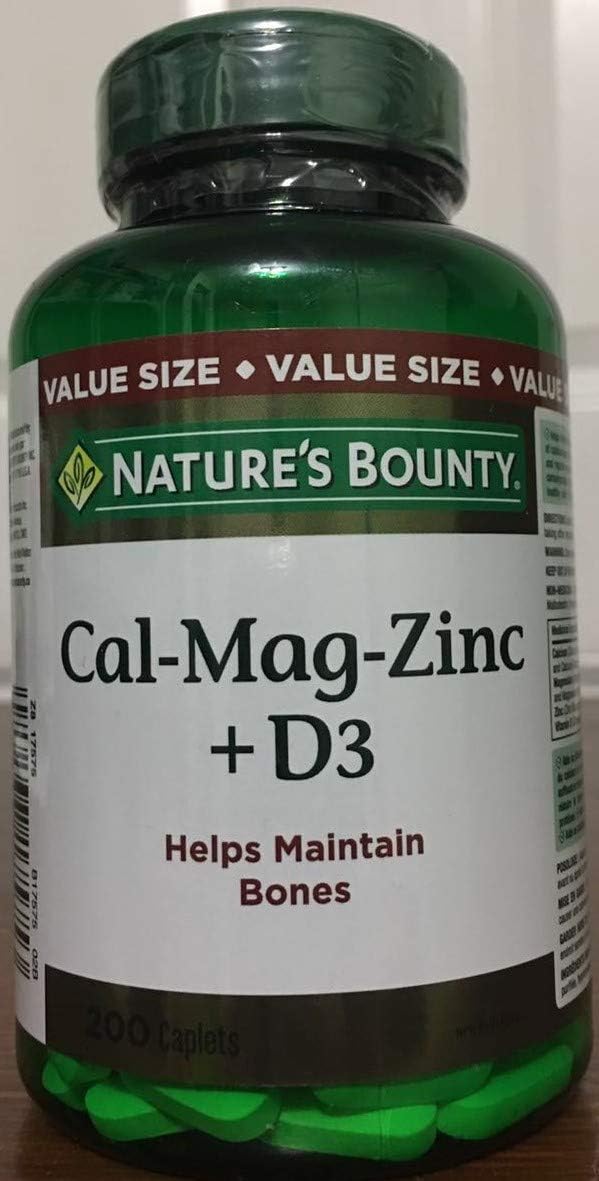 Calcium Magnesium Zinc with Vitamin D3, 200 Caplets - Natural Bounty Formula