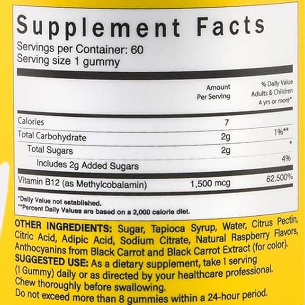 Calcium & Methyl B12 Chewable Gummies for Strong Bones & Nerve Function - Cotton Candy & Raspberry Flavor - 2 Bottles
