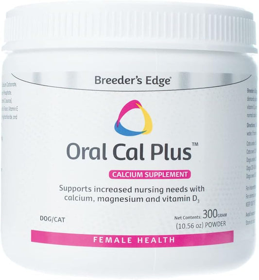 Calcium Supplement for Dogs & Cats - Breeder's Edge Oral Cal Plus Powder - 300gm
