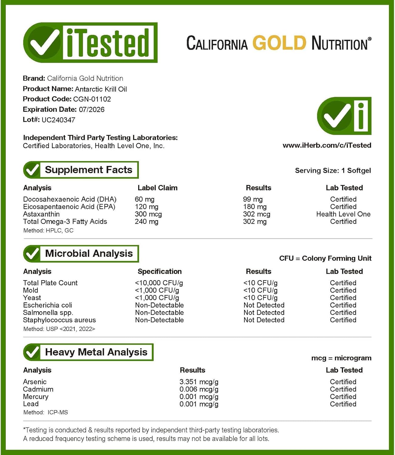 California Gold Nutrition Antarctic Krill Oil Softgels, 1,000 mg, Omega-3 Phospholipids with Astaxanthin, Strawberry & Lemon Flavor, Non GMO - 120 Count