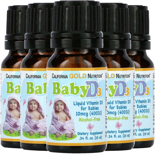 California Gold Nutrition Baby Vitamin D3 Liquid Supplement - Vegetarian-Friendly, Alcohol & Gluten Free, Non-GMO - 400 IU, 0.34 fl oz