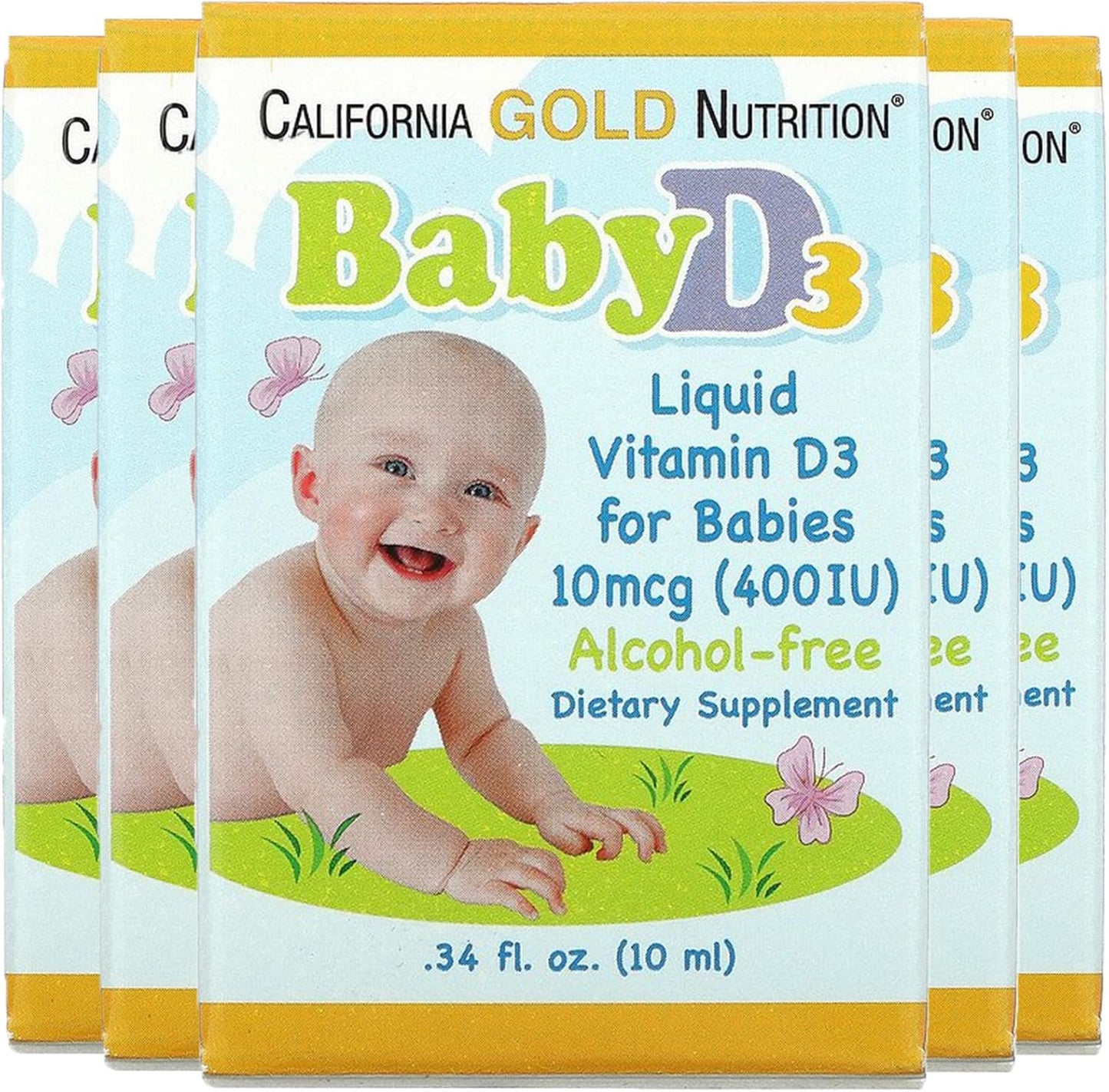 California Gold Nutrition Baby Vitamin D3 Liquid Supplement - Vegetarian-Friendly, Alcohol & Gluten Free, Non-GMO - 400 IU, 0.34 fl oz