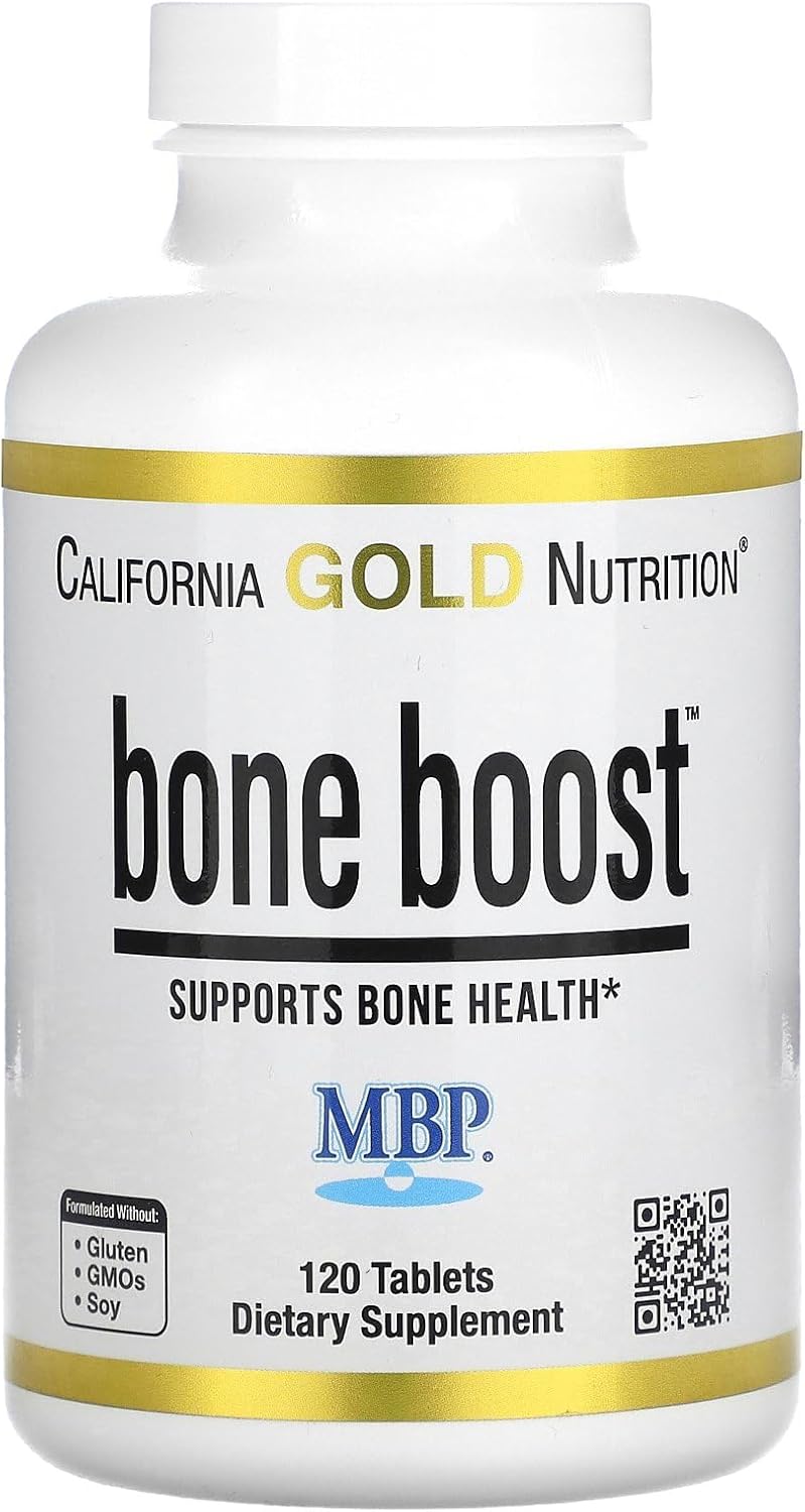 California Gold Nutrition Bone Boost Supplement - Bone Health Support with Calcium, Vitamin D - Vegetarian, Gluten Free, Non-GMO - 120 Tablets