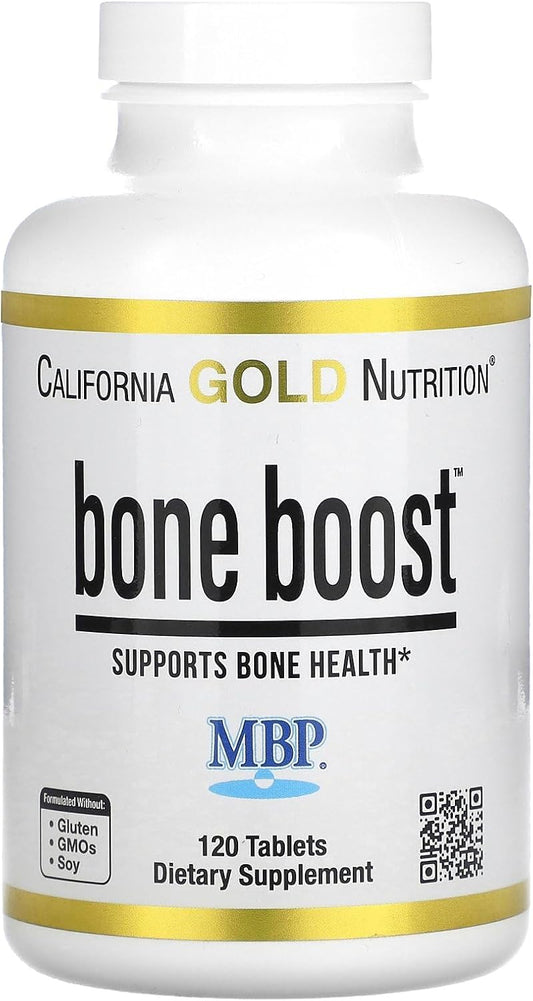 California Gold Nutrition Bone Boost Supplement - Bone Health Support with Calcium, Vitamin D - Vegetarian, Gluten Free, Non-GMO - 120 Tablets