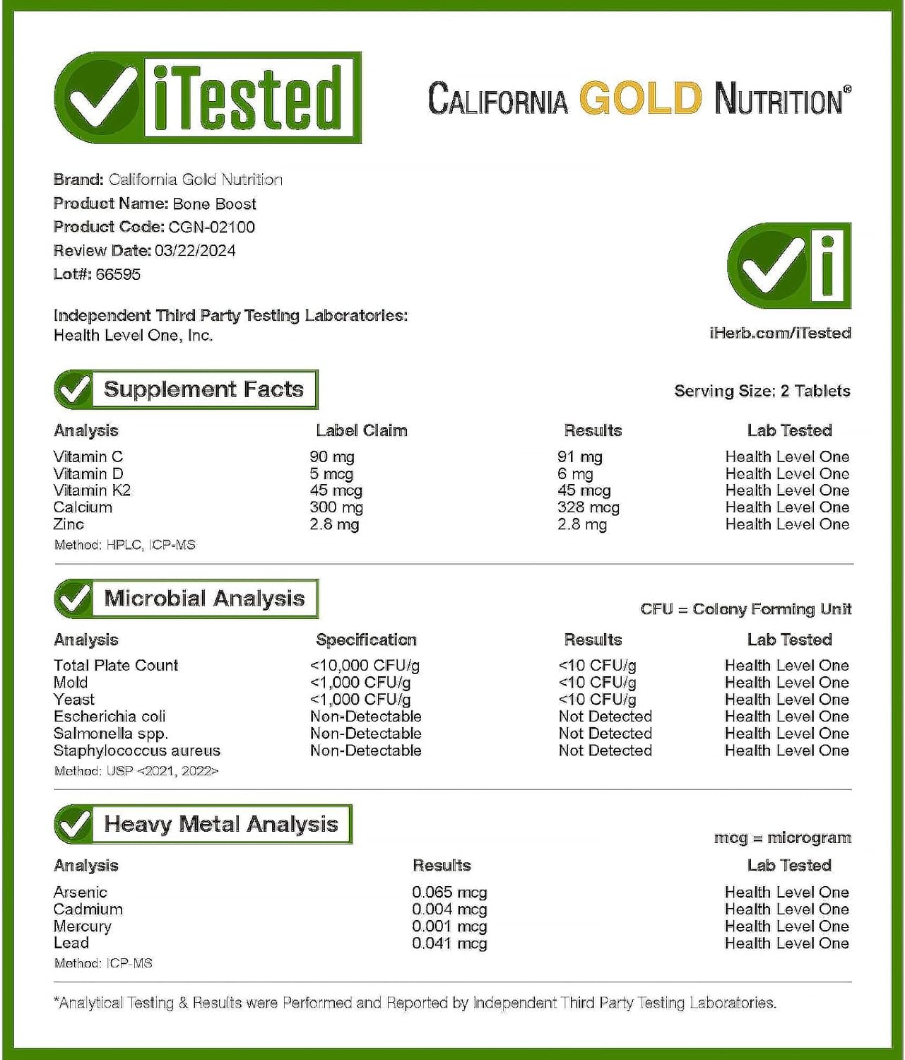 California Gold Nutrition Bone Boost Supplement - Bone Health Support with Calcium, Vitamin D - Vegetarian, Gluten Free, Non-GMO - 120 Tablets