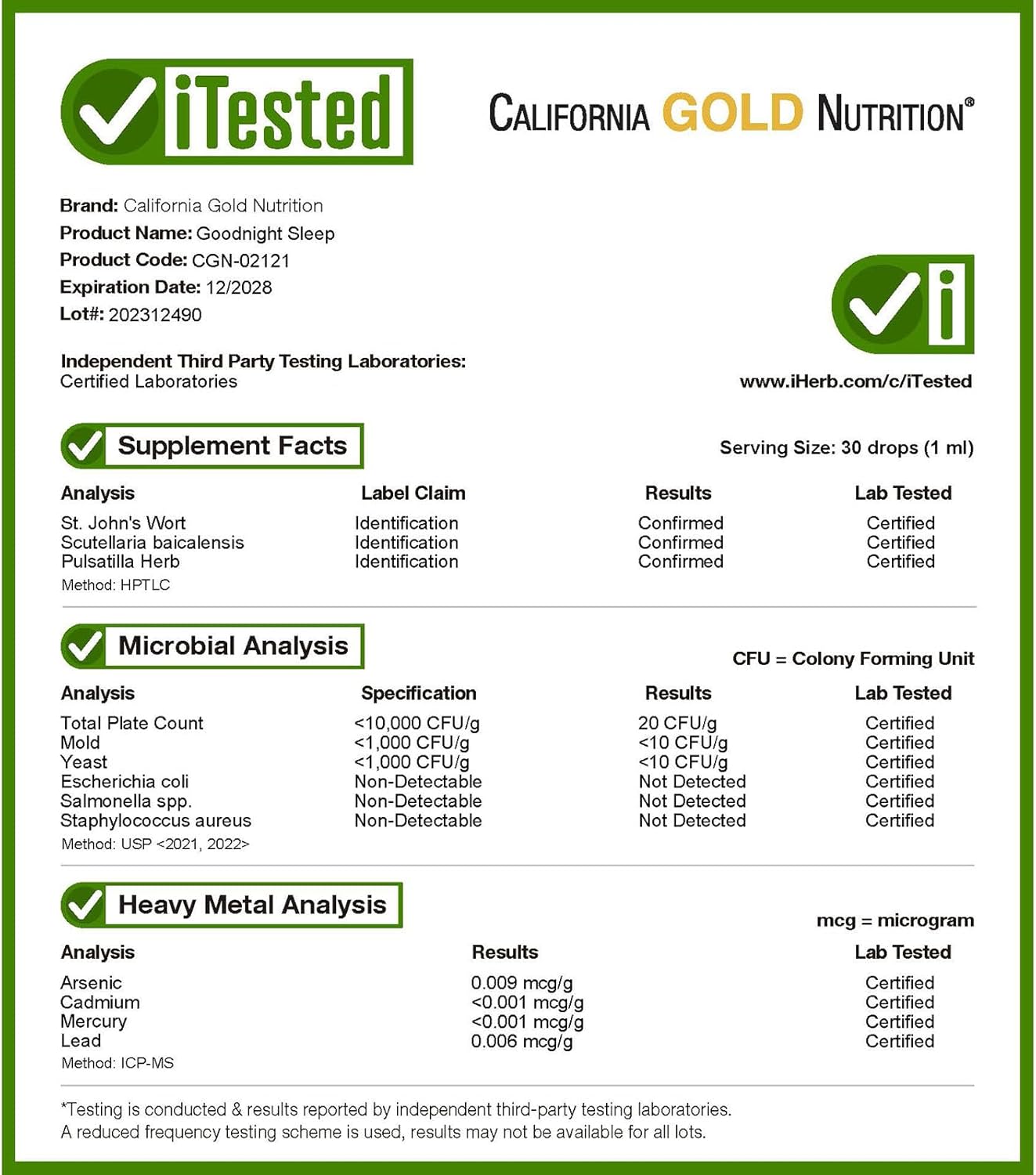California Gold Nutrition Goodnight Sleep Liquid, 1 fl oz (30 ml)