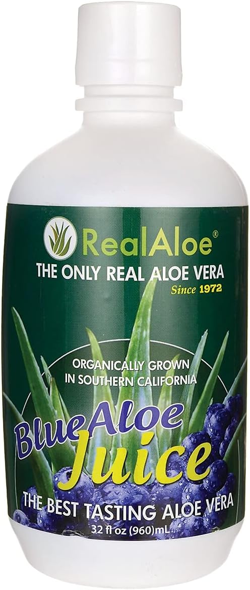 California Grown Organic Aloe Vera Juice with Blueberry | Farm Fresh Aloe Leaves | Hand-Filleted Since 1972 | Dietary Supplement, 32 fl oz