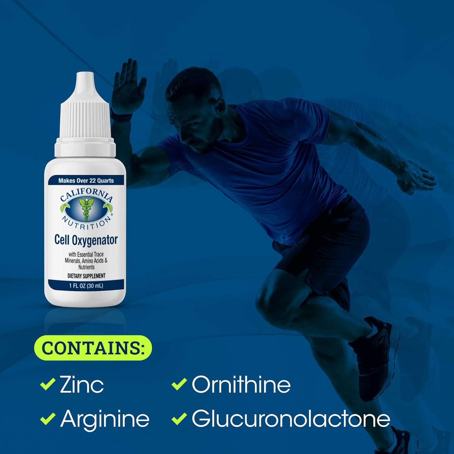 California Nutrition Cell Oxygenator Liquid Dietary Supplement, 1fl oz - Boost Immune System with Cell Food Oxygen Drops, Zinc, Trace Minerals, Amino Acids - Oxygen Boost Formula