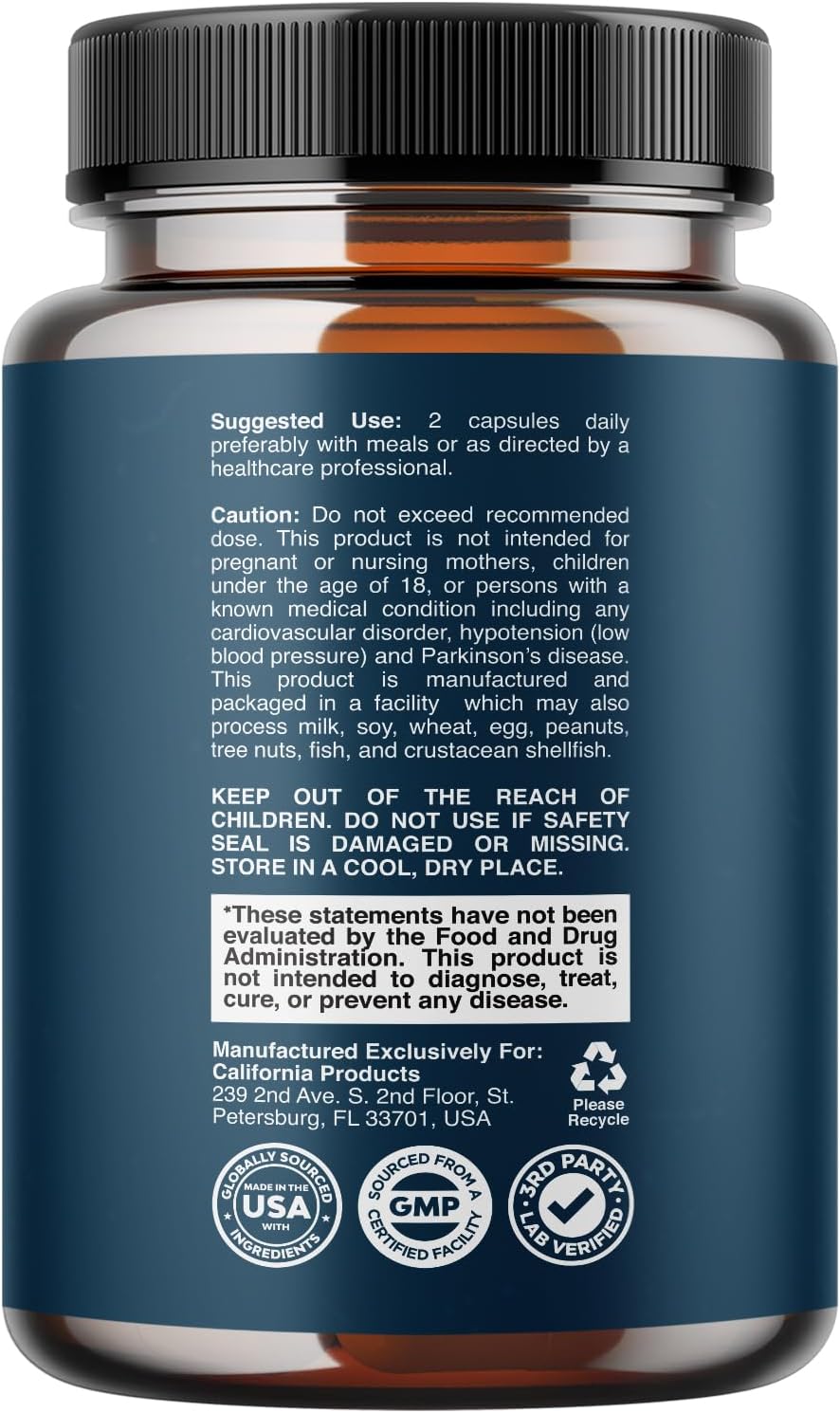 California Products Prostate Support Supplement with Saw Palmetto, Vitamin E, Amino Acids, Pygeum - Reduce Frequent Urination & Hair Loss Symptoms - Natural Formula for Men