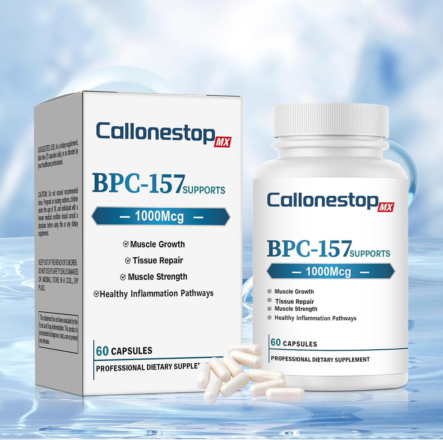 Callonestop MX BPC-157 Peptide Capsules - Muscle Growth Supplement - Gluten-Free - 60 Count