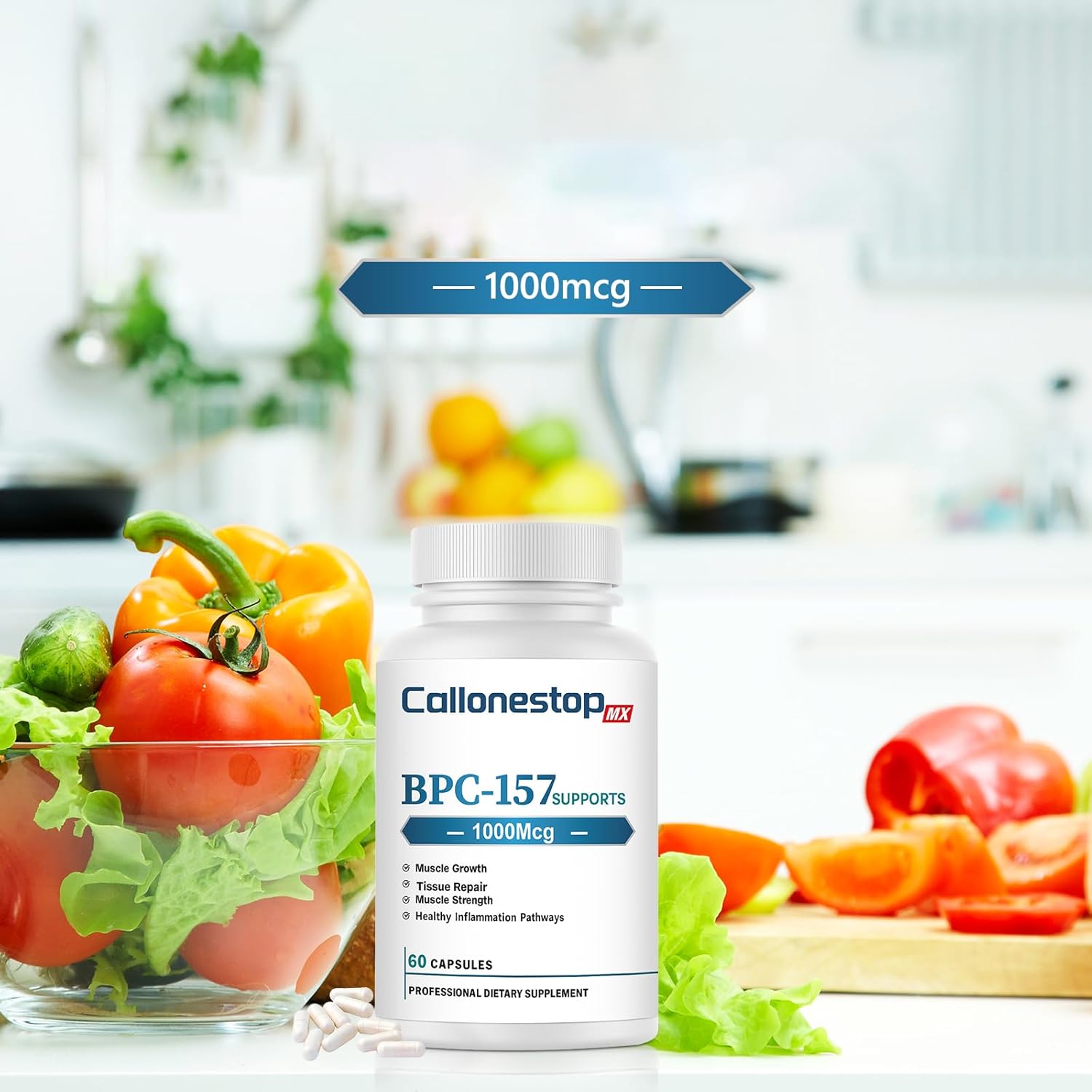 Callonestop MX BPC-157 Peptide Capsules - Muscle Growth Supplement - Gluten-Free - 60 Count