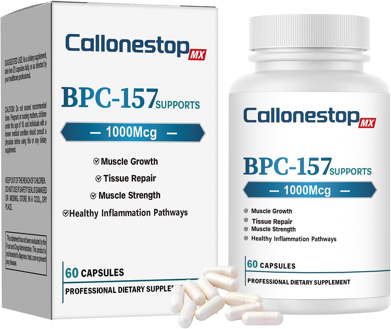 Callonestop MX BPC-157 Peptide Capsules - Muscle Growth Supplement - Gluten-Free - 60 Count