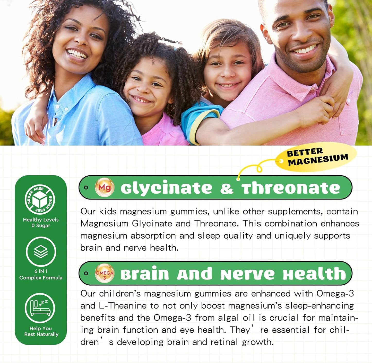 Calm Chewable Magnesium Gummies for Kids & Adults- Vegan Supplement with Omega-3, Vitamin B6, D3- Stress Relief & Bone Support, 60 Gummies