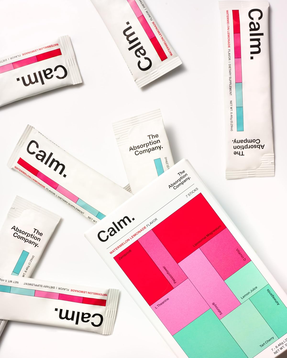 Calm Drink Mix with Magnesium, Ashwagandha, L-Theanine, & Vitamin D - Supports Cortisol Regulation and Mood - Watermelon Lemonade Flavor
