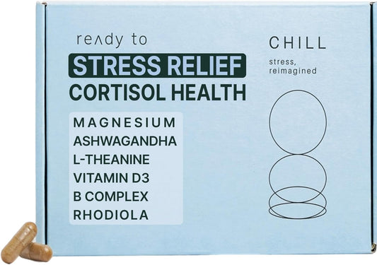 Calm & Relax Stress Relief Supplement - Cortisol Support with Magnesium, Ashwagandha, L-Theanine, B Complex - Non-GMO - 60 Capsules