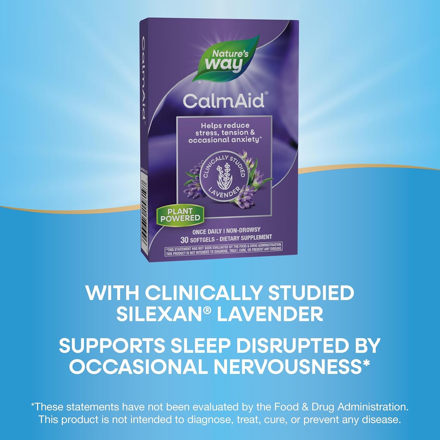 CalmAid Softgels with Silexan Lavender Oil for Stress Relief - Non-Drowsy Formula, 30 Count