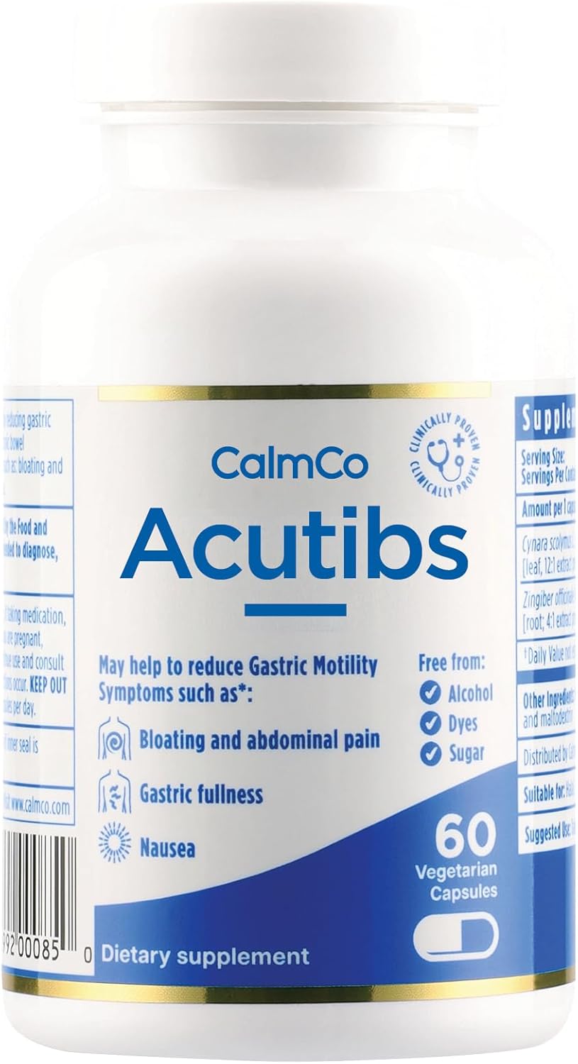 CalmCo Acutibs Vegetarian Capsules with Artichoke & Ginger Extracts - 60 Count for Digestive Comfort