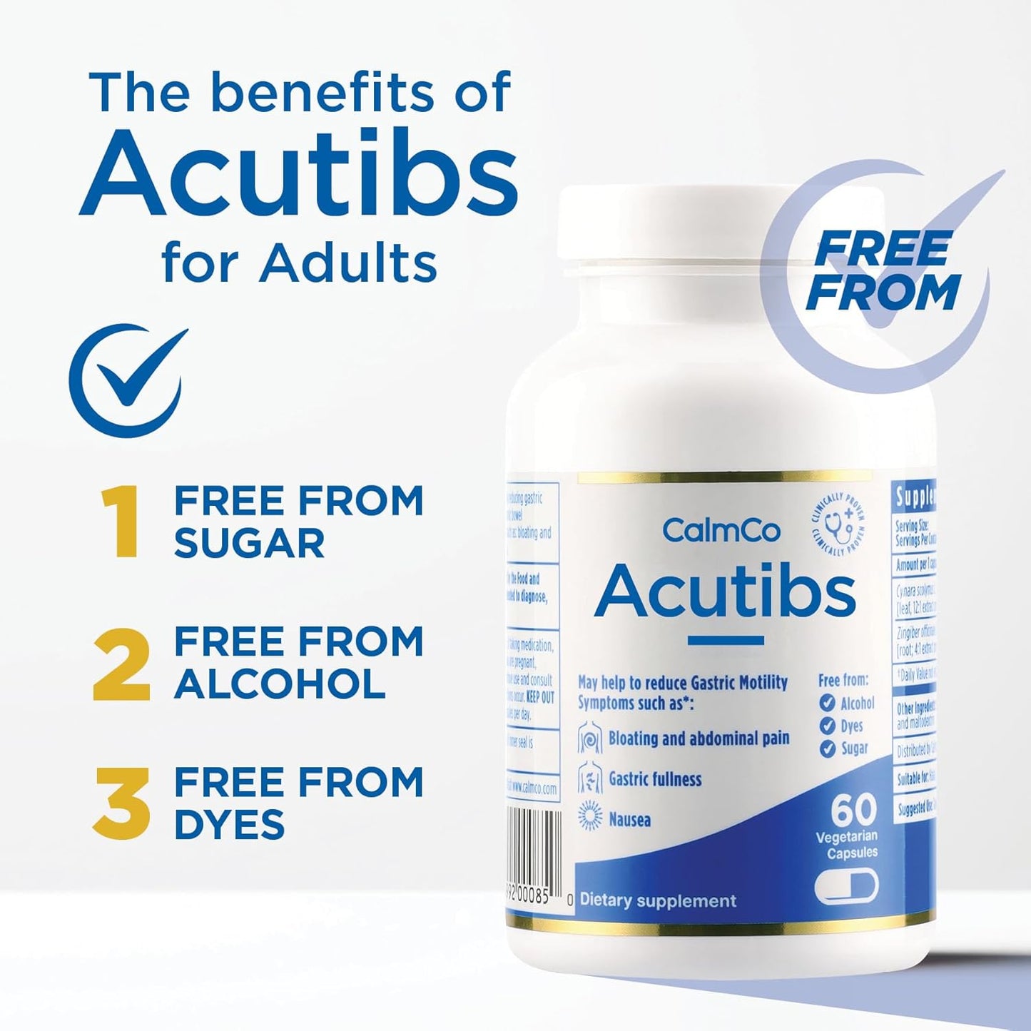 CalmCo Acutibs Vegetarian Capsules with Artichoke & Ginger Extracts - 60 Count for Digestive Comfort