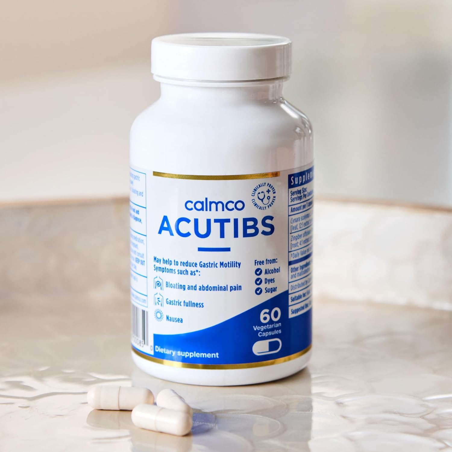 CalmCo Acutibs Vegetarian Capsules with Artichoke & Ginger Extracts - 60 Count for Digestive Comfort