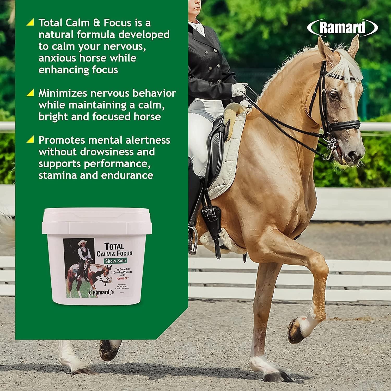 Calming Magnesium Supplement for Horses - Improve Mental Alertness & Performance, Show Safe Formula for Training - Pail