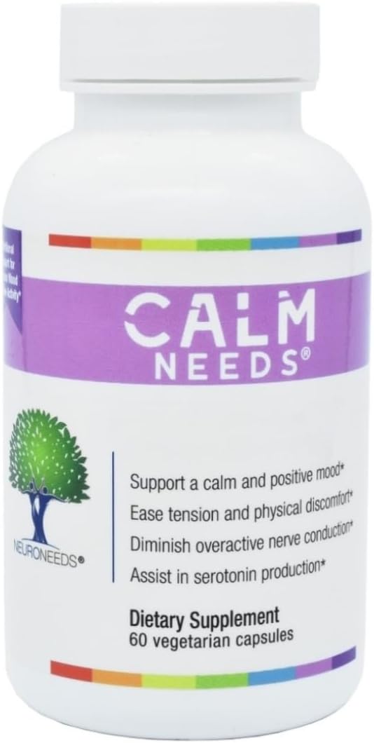CalmNeeds® Supplement Supports Positive Mood with Vitamin B6, Magnesium, L-theanine, 5-HTP, and GABA - 60 Capsules