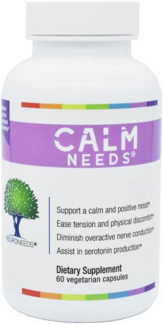 CalmNeeds® Supplement Supports Positive Mood with Vitamin B6, Magnesium, L-theanine, 5-HTP, and GABA - 60 Capsules