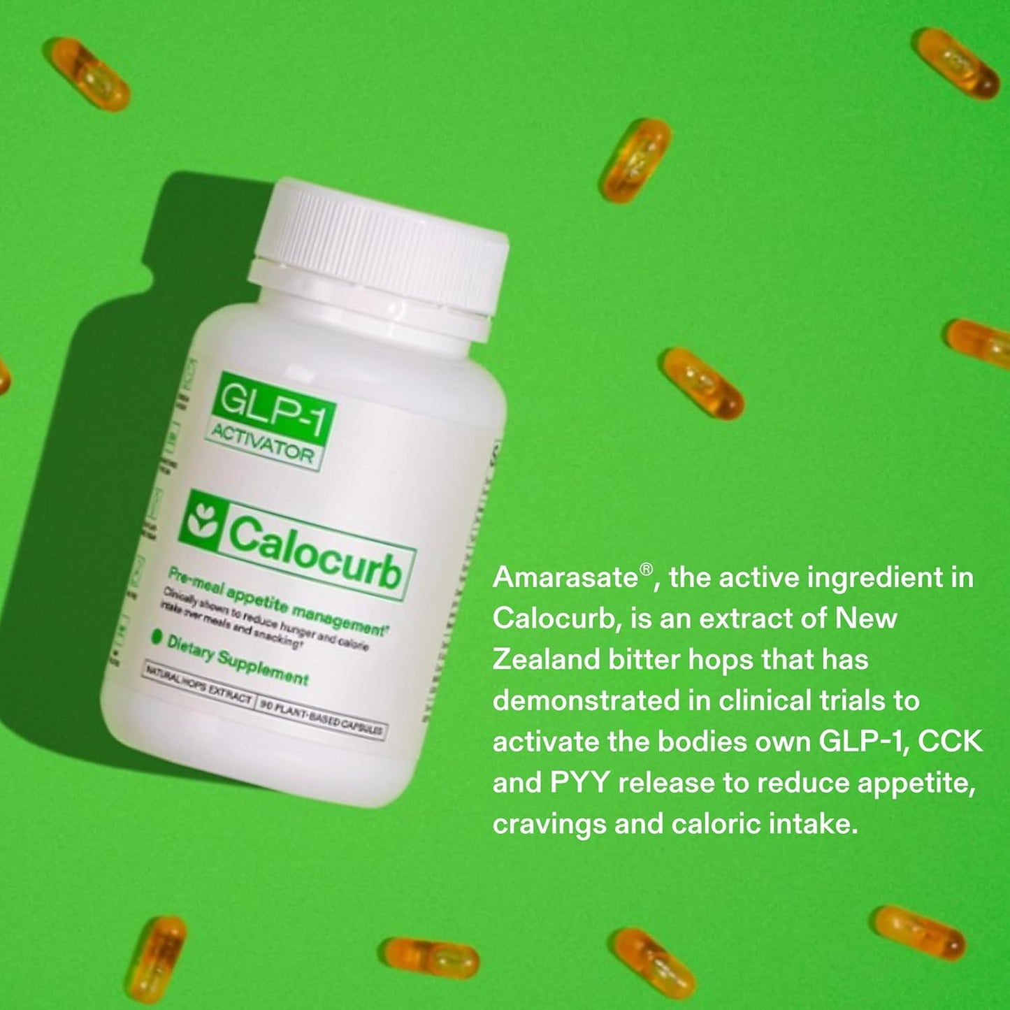 Calocurb Dietary Supplement 180 Count - 2 Month Supply, Natural GLP-1 Activator, Plant Based Formula for Appetite Control & Hunger Management