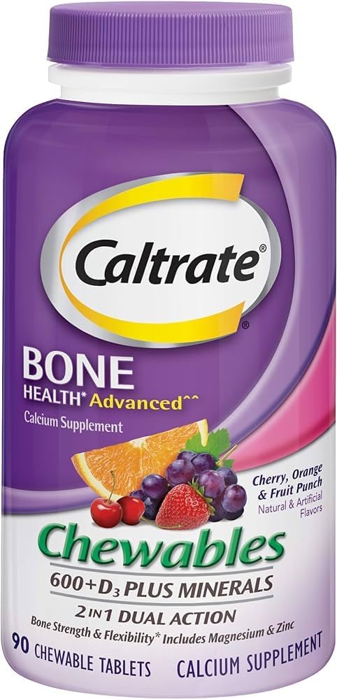Caltrate 600+D3 Plus Minerals Chewable Tablet, 90 Count - Pack of 2 - Calcium & Vitamin D3 Supplement