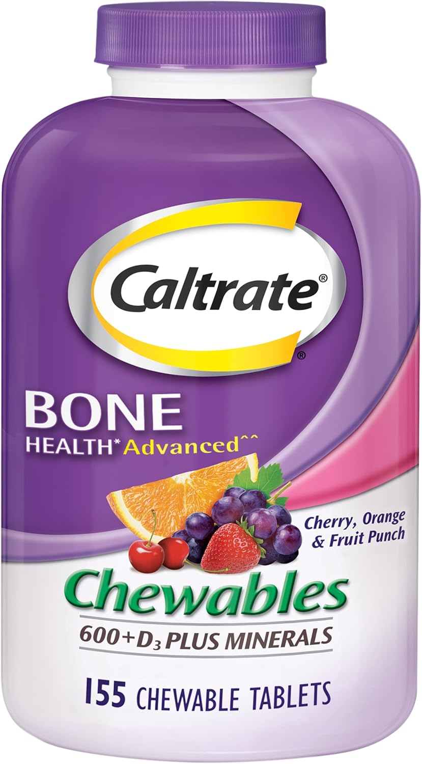 Caltrate Chewables 600 +D3 Plus Minerals, Sugar Free, Cherry, Orange, Fruit Punch Flavors - 155 Count