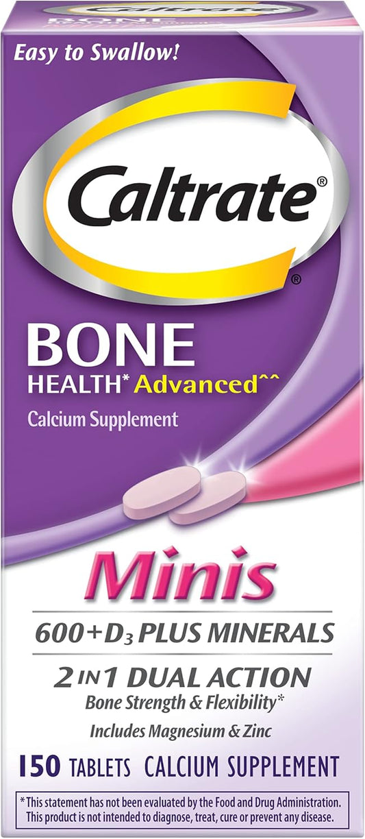 Caltrate Minis 600 with D3 and Minerals - 150 Tablets for Adult Bone Health & Mineral Support