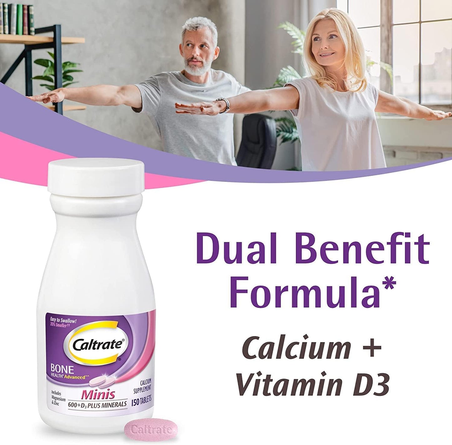 Caltrate Minis + Minerals 150ct - Pack of 2 for Optimal Bone Health and Support