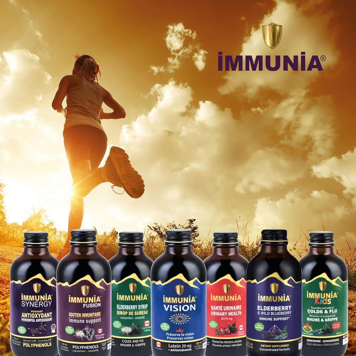 Canadian-made Immunia Elderberry & Wild Blueberry Concentrate for Immune Support - 24 Day Supply - Delicious Natural Taste - 1 Bottle