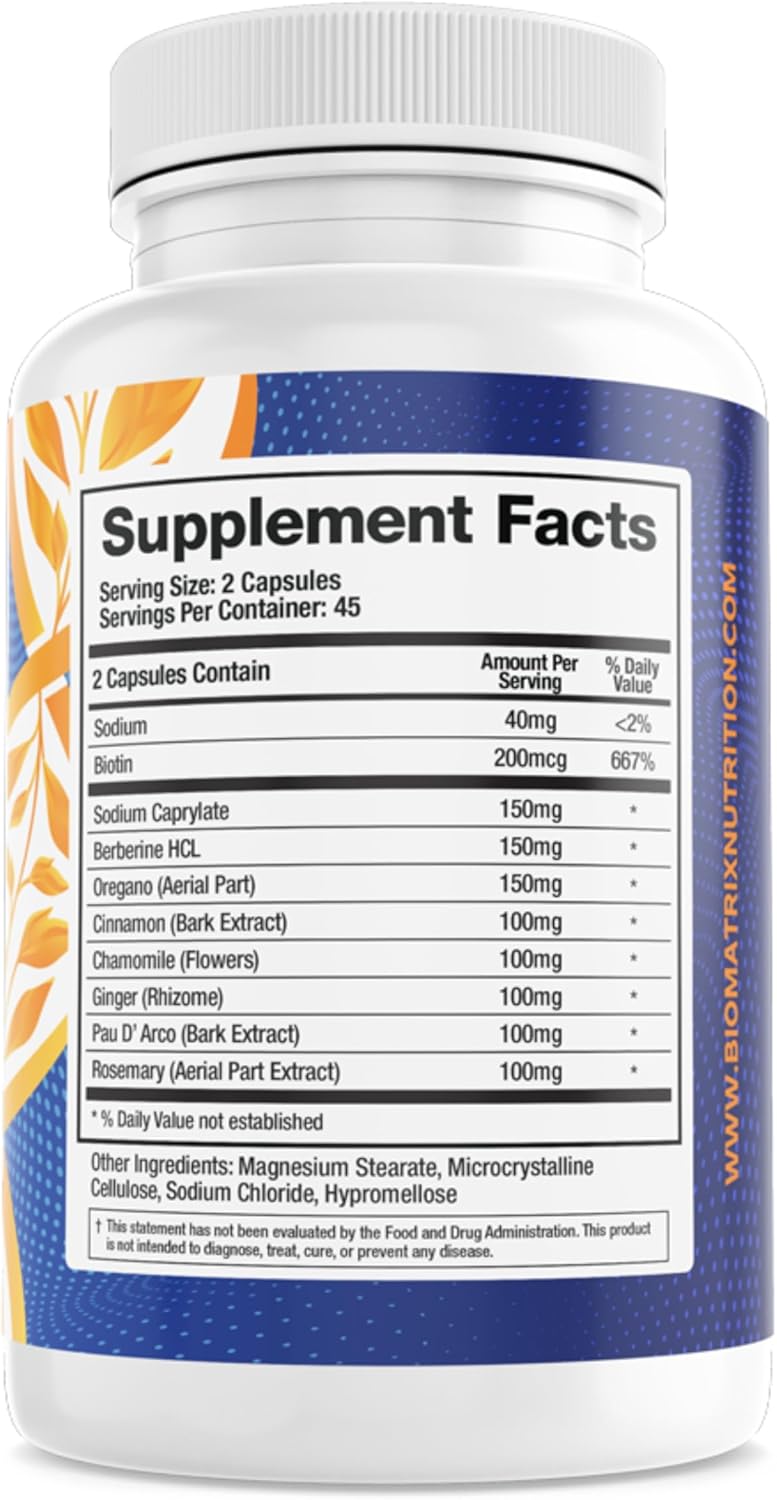 Candid-X Gut Cleanse Capsules with Berberine, Oregano, Chamomile, Ginger - Digestive Supplement for Men and Women - 90 Count