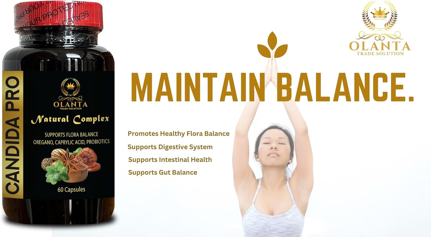Candida Balance Control Probiotic Complex Cleanser with Oregano Oil - Yeast Balance Support Supplement