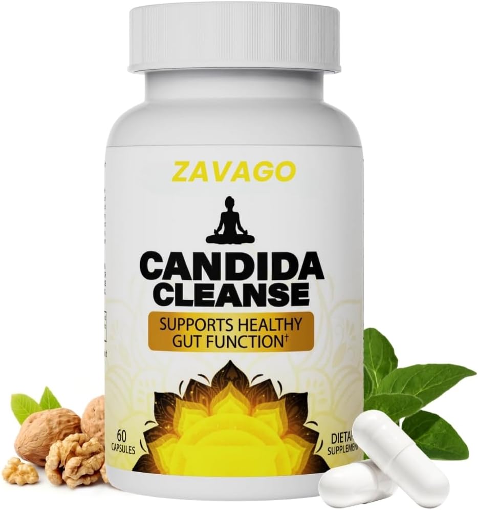 Candida Cleanse Supplement for Men & Women - Probiotics, Antifungals, Oregano Leaf, Caprylic Acid - Detox Colon Health Cleanser 60 Capsules